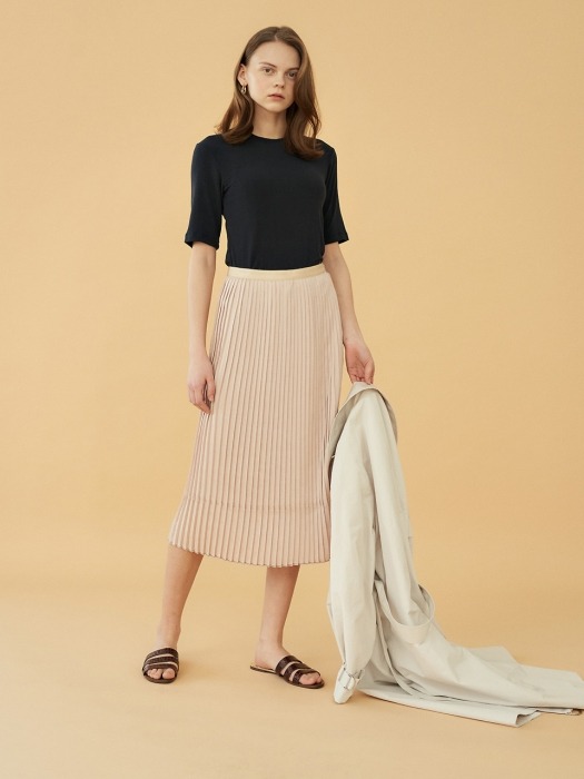 pleats skirt (beige)