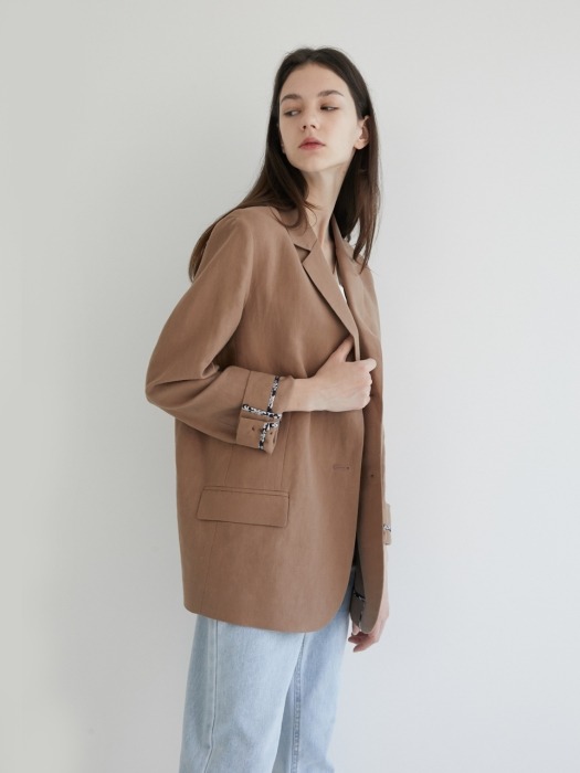 19 SUMMER_Toffee Linen Blazer 