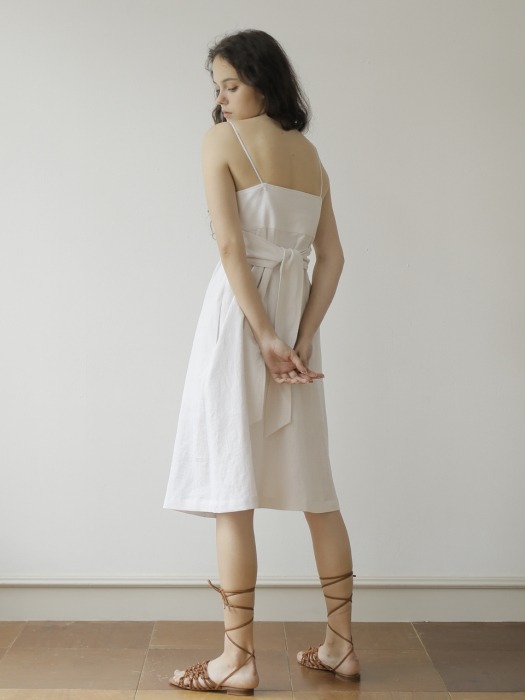 19SS LINEN WRAP DRESS /WHITE