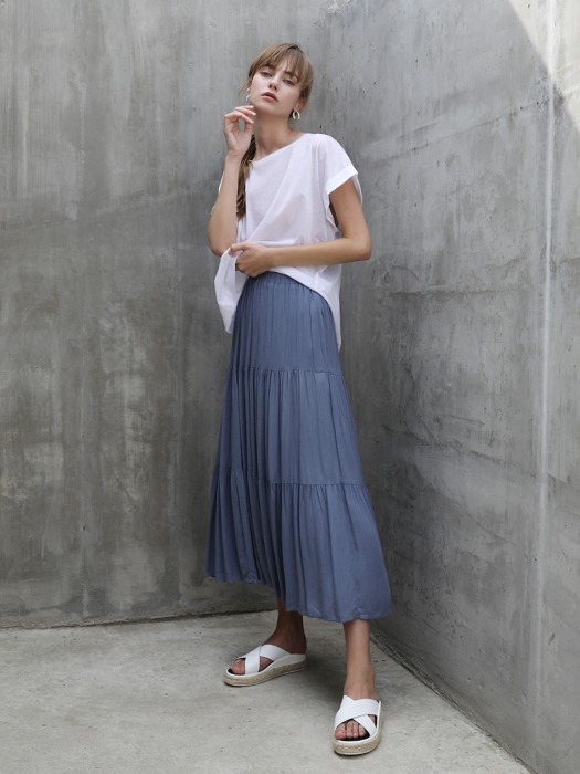 Emma shirring skirt_blue