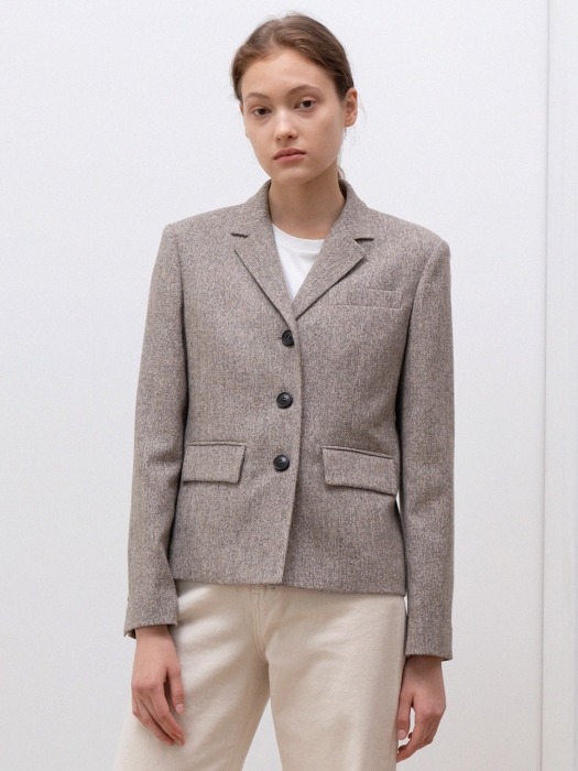 herringbone wool jacket (beige)