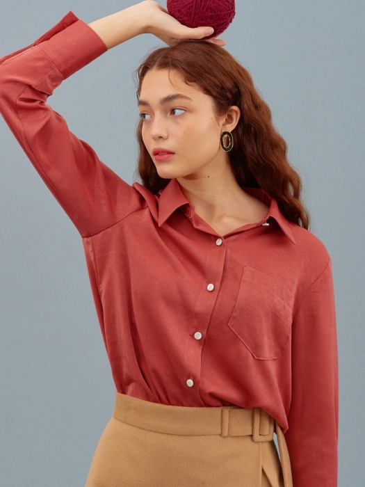 iuw512 suede pocket blouse (brick)