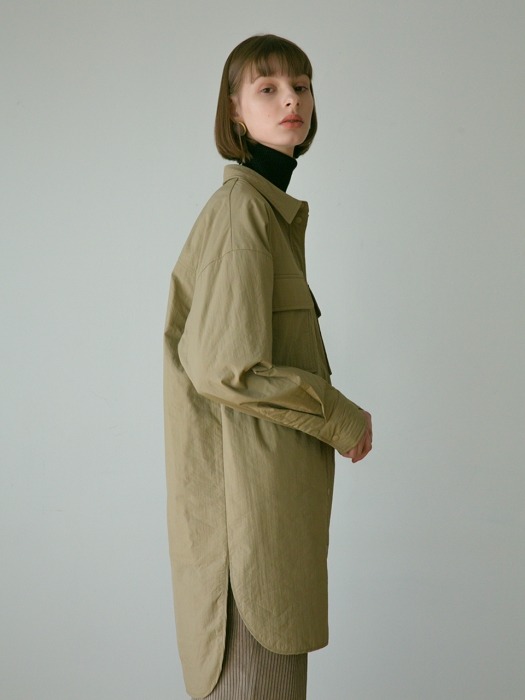  OVER FIT PADDING LONG JACKET BEIGE