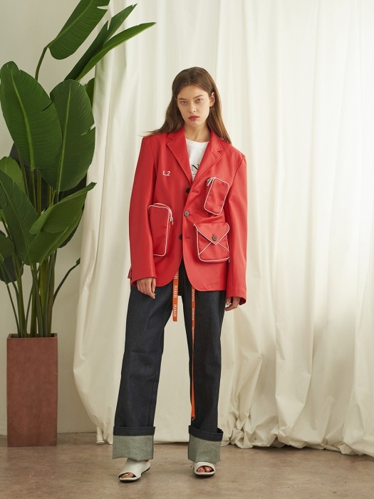 FRANCE Multi pocket blazer (RED)