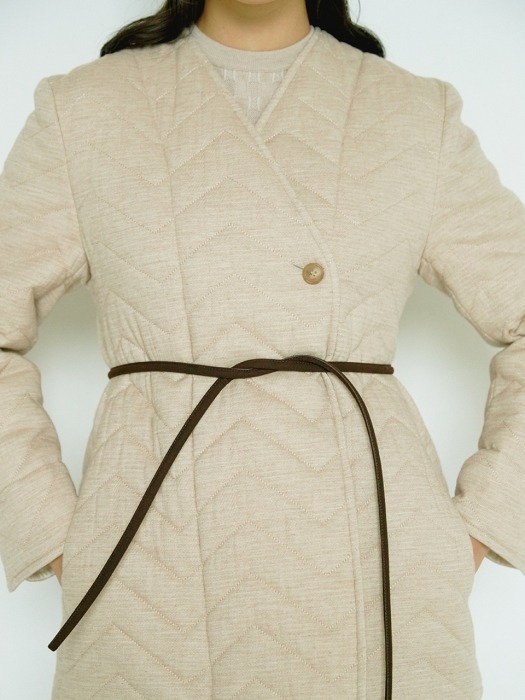PALE BEIGE COTTON QUILTED JACKET 