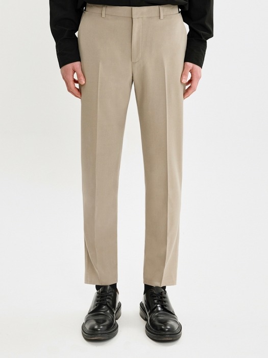 CROP TAPERED SLACKS JS [BEIGE]