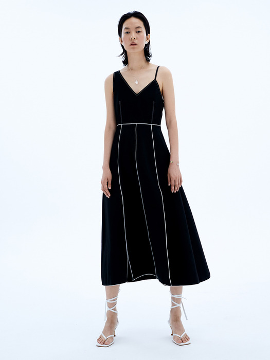  UNBALANCE SLEEVELESS MAXI DRESS(BLACK)