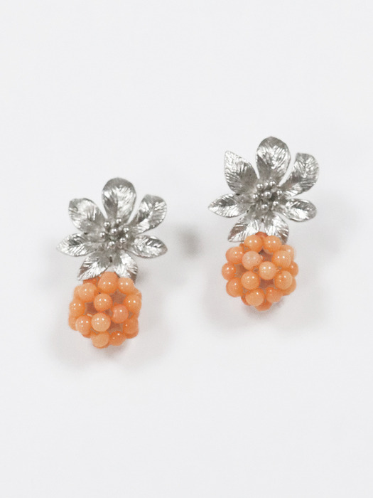 Berry flower earring (Silver)