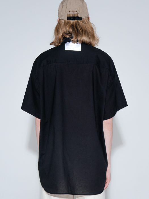 Overfit vivid linen color half shirt_black