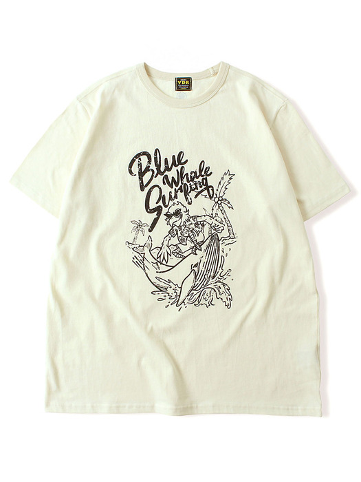 BLUE WHALE SURFING T-SHIRT [Ivory]