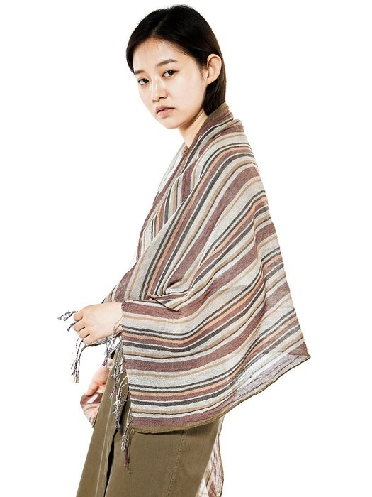 LINEN STRIPE MIX SCARF