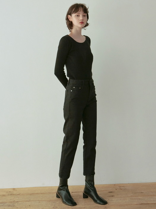 SOFT STRAIGHT COTTON PANTS_BLACK