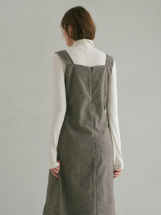 [단독][SET]NOS BASIC POLA IVORY + DIVIDEDNESS JUMPER SKIRT CHECK BROWN