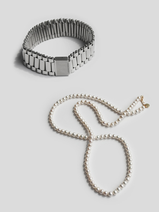 [단독]ME watch bracelet + The long pearl necklace