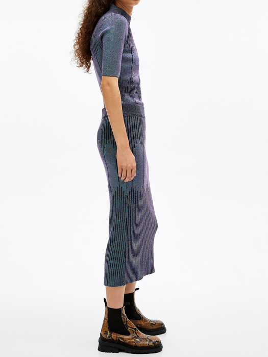 Iridescent ribbed skirt_B206AWS008GN