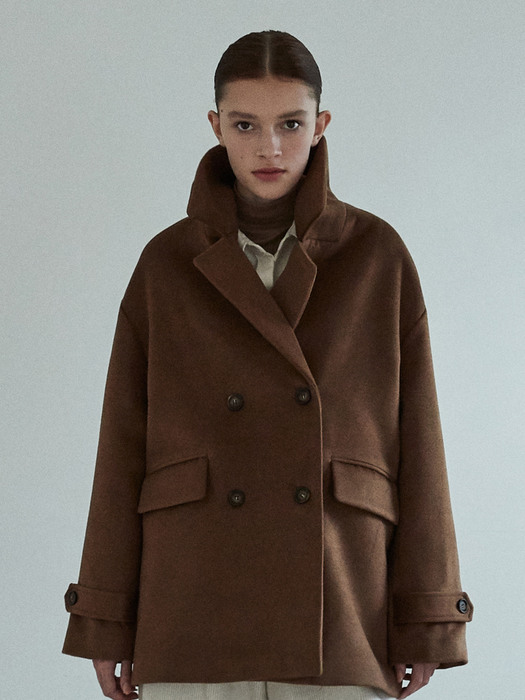 amr1168 overfit half coat (brown)