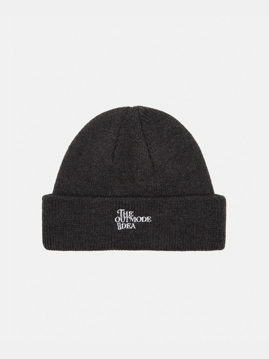 SOLID LETTERING BEANIE - CHARCOAL