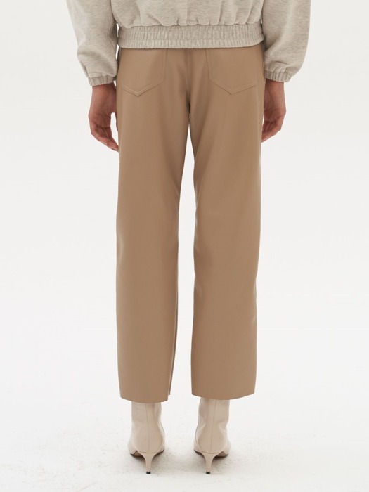 LEATHER STRAIGHT PANTS (beige)