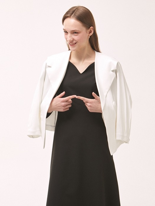 Front Collar Double Short Jacket - White
