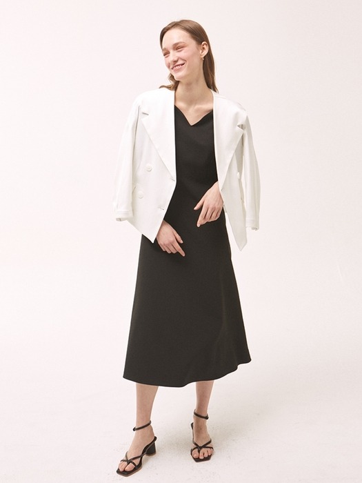 Front Collar Double Short Jacket - White
