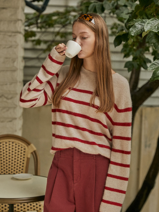 Classic Whole Garment Knit_Stripe Red
