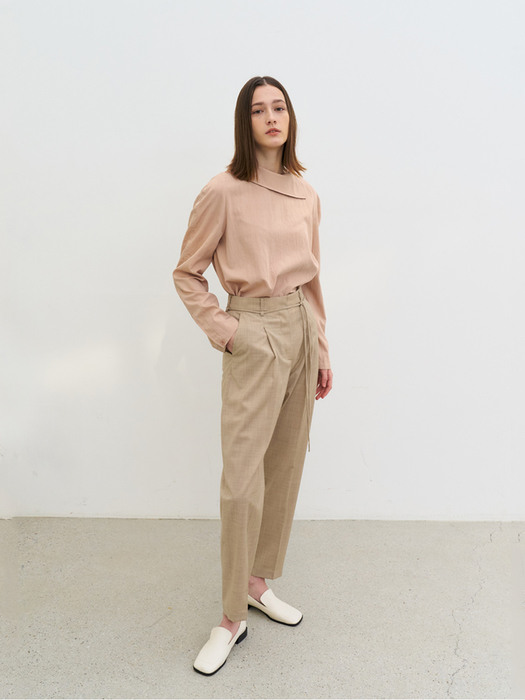 Strap wool pants (Beige)