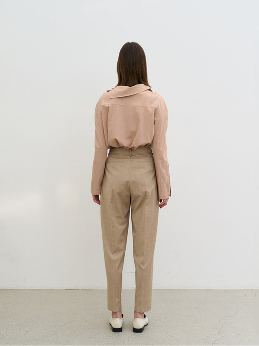 Strap wool pants (Beige)