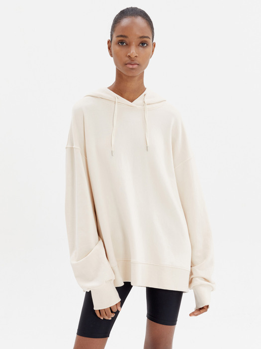 COTTON-JERSEY HOODED IVORY