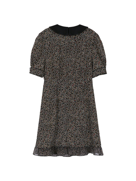 Shawl Collar Floral Mini Dress in Black VW1MO041-10