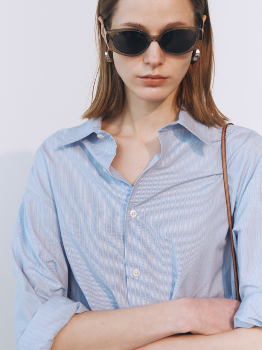 UNISEX STRIPED REGULAR SHIRT SOFT BLUE_UDSH1E104E1