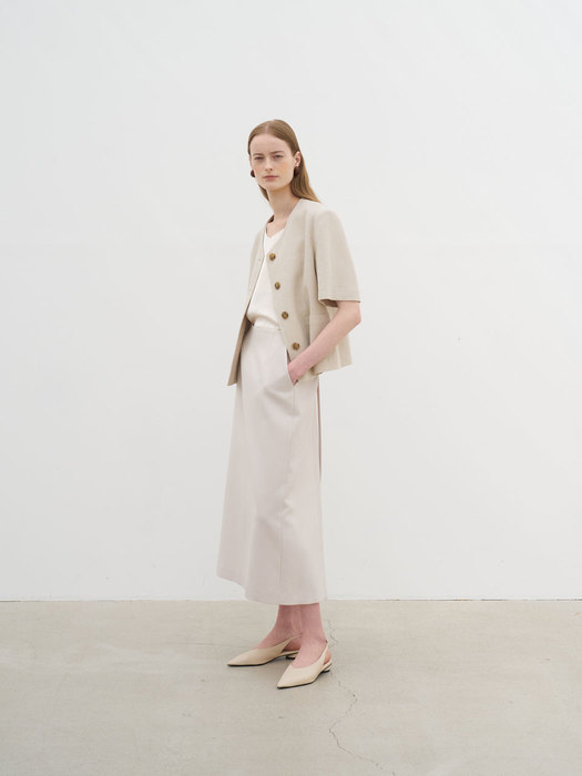 21 Summer_Natural Linen Tweed Cropped Blazer 