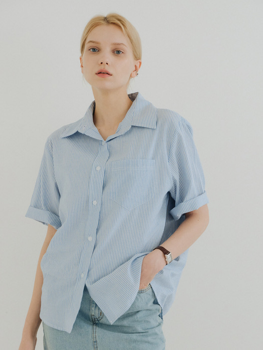 STRIPE BASIC SHIRT_BLUE