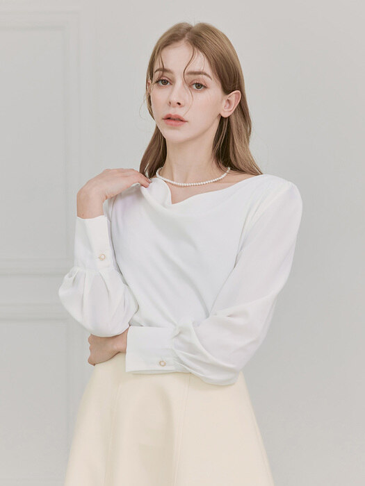 Clio Drape Blouse (Ivory)