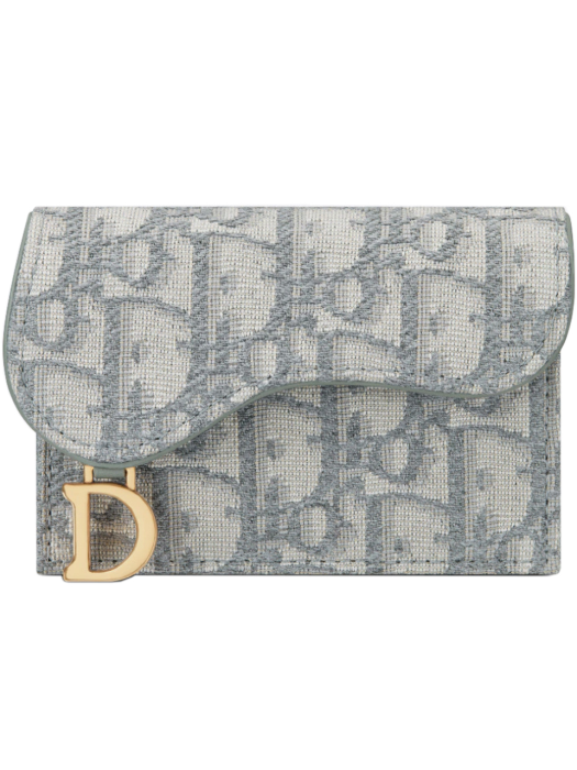 디올 SADDLE 플랩 카드 지갑(그레이 Dior Oblique)