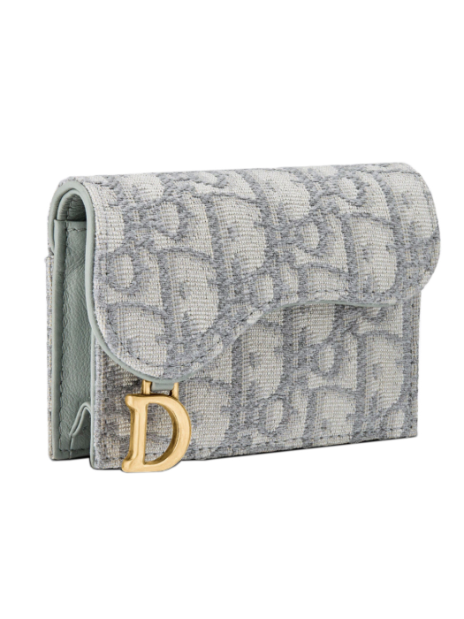 디올 SADDLE 플랩 카드 지갑(그레이 Dior Oblique)