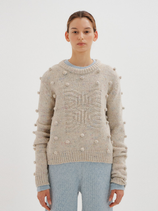 TOMTOM Pompom Knit Pullover - Light Grey
