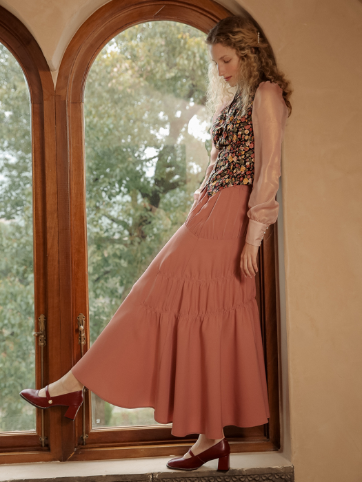 High waisted irregular pink skirt