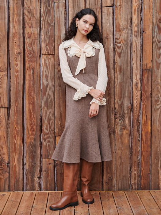 Herringbone Wool Sleeveless Dress