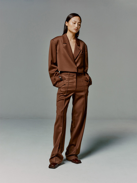 FW21 Wide Belted Pants - Almond Cap