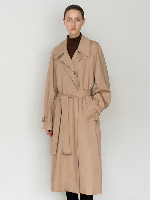 LAYERED COLLAR OVERSIZED TRENCH COAT BE