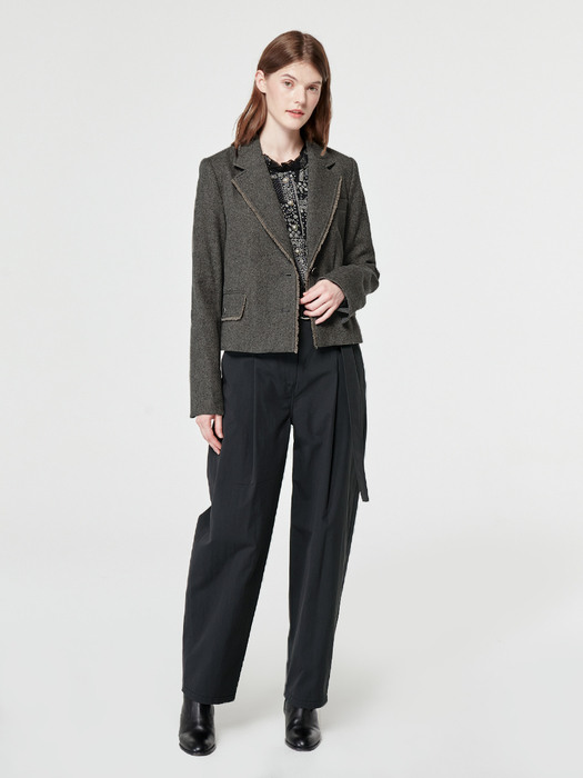 BELTED BAGGY PANTS-CHARCOAL