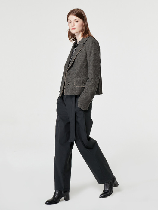 BELTED BAGGY PANTS-CHARCOAL