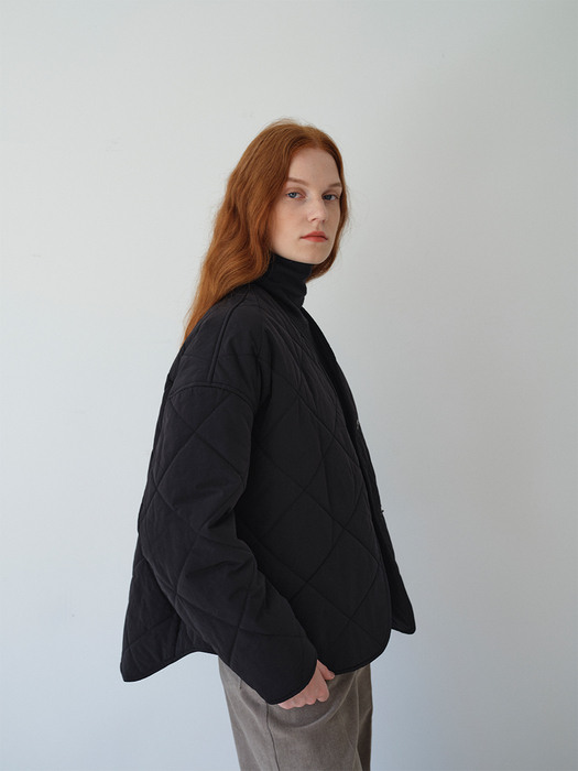 Quilting belted jacket / Black