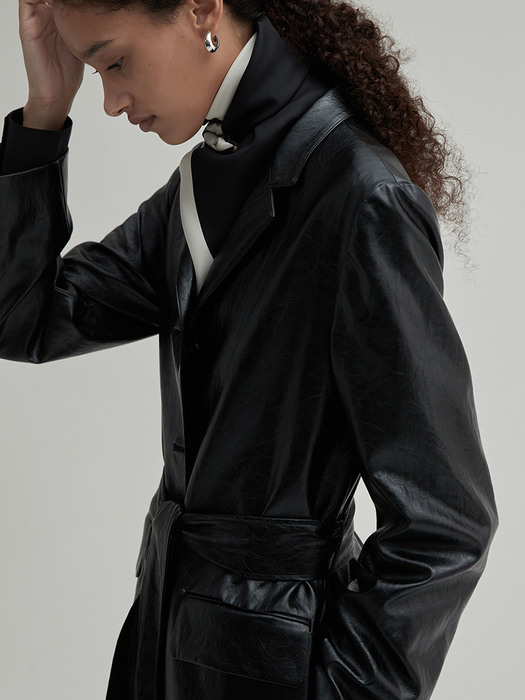 Bourne eco leather long jacket