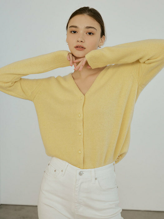 Simple fox knit cardigan (yellow)