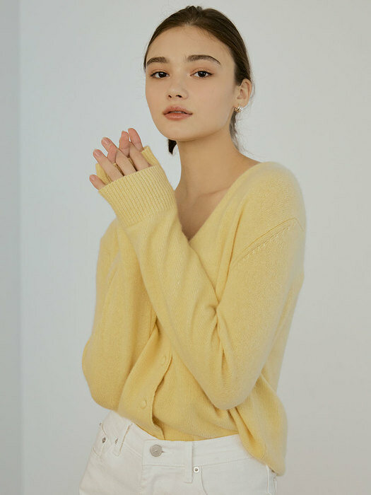 Simple fox knit cardigan (yellow)