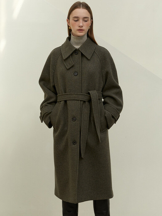 GRETA over-sized classic balmacaan wool coat_Moss green