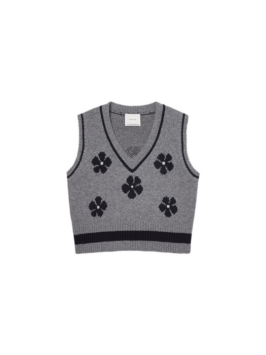 SIKN2014 Wool Blend Jacquard Knit Vest _Gray