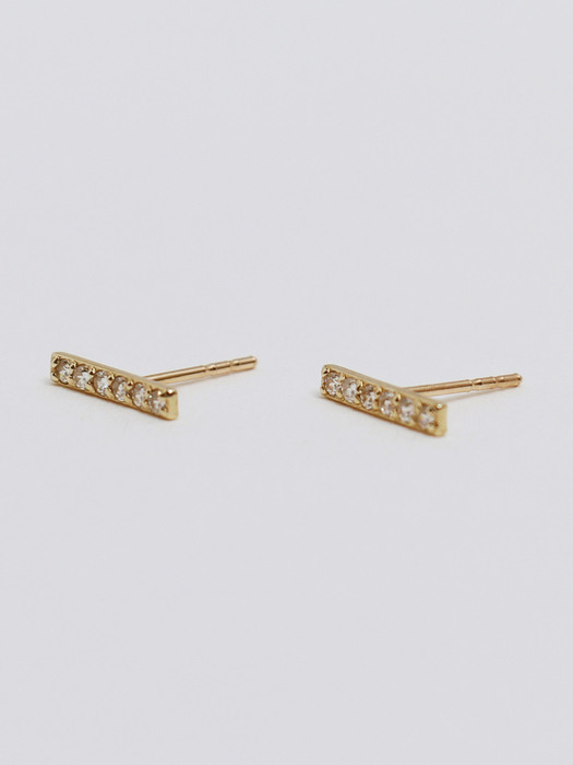 [싱글판매]14K gold cubic bar earring