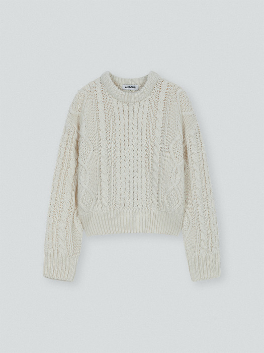 Diverse pattern cable knit ( ivory )